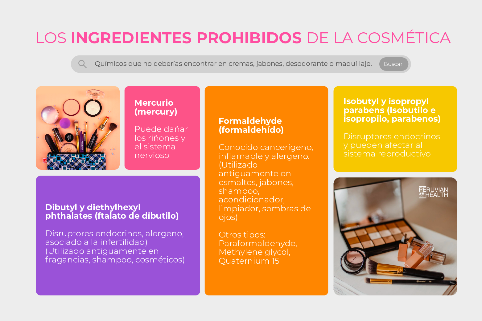 Cuadro con componentes peligrosos en los cosméticos